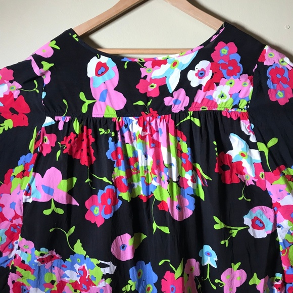 Westbound Black Floral Batwing Blouse Top Large - Picture 5 of 8